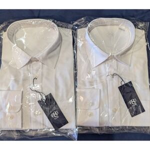 1880 Club Boys Kids White Button Up DRESS SHIRT Sz: 14 New 2 Pack